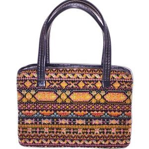 Vintage Kisslock Tapestry Handbag 11'X8"X3.5'